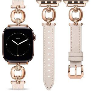 NEW Leather Apple Watch Band Rose Gold Buckle
